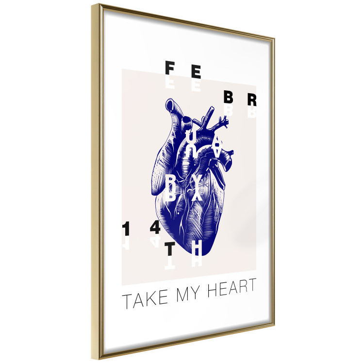 Poster Take My Heart - blue heart and black English text 125268 additionalImage 14