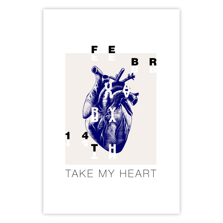 Poster Take My Heart - blue heart and black English text 125268 additionalImage 19