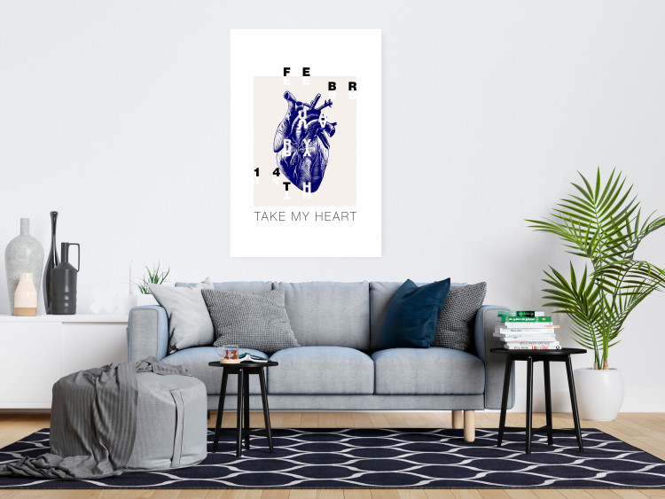 Poster Take My Heart - blue heart and black English text 125268 additionalImage 4