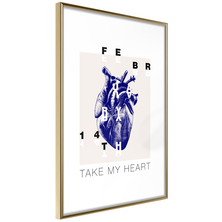 Poster Take My Heart - blue heart and black English text 125268 additionalImage 6