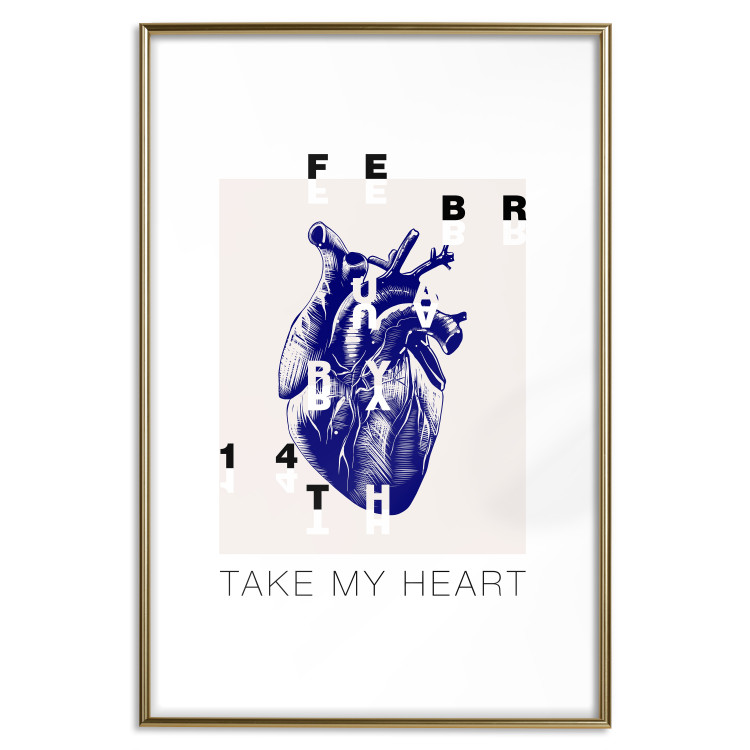 Poster Take My Heart - blue heart and black English text 125268 additionalImage 16
