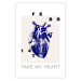 Poster Take My Heart - blue heart and black English text 125268