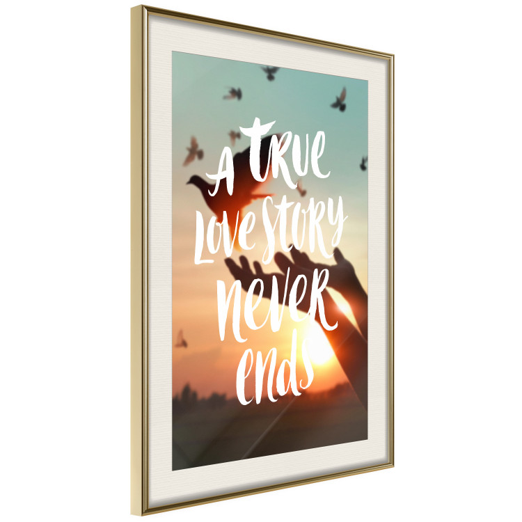Wall Poster A True Love Story Never Ends - white English text on a nature background 125368 additionalImage 2