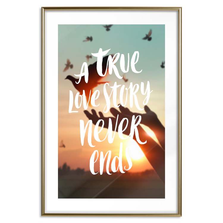 Wall Poster A True Love Story Never Ends - white English text on a nature background 125368 additionalImage 20