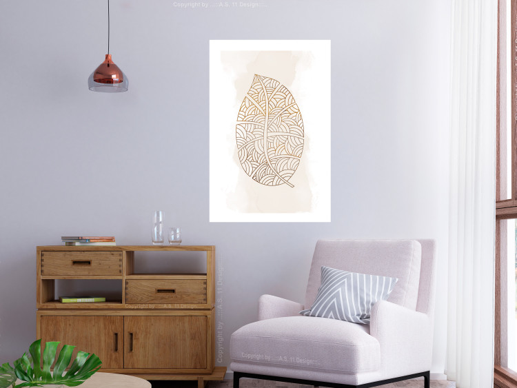 Poster Intricate Nature - abstract leaf with multiple patterns on a white background 125668 additionalImage 2
