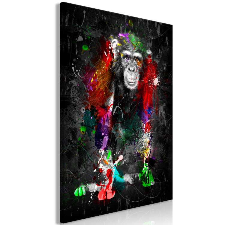 Canvas Art Print Colourful Animals: Chimpanzee (1 Part) Vertical 126968 additionalImage 2