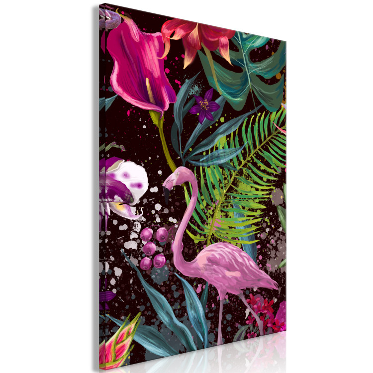 Canvas Art Print Land of Flamingos (1-part) vertical - bird on an abstract background 128768 additionalImage 2