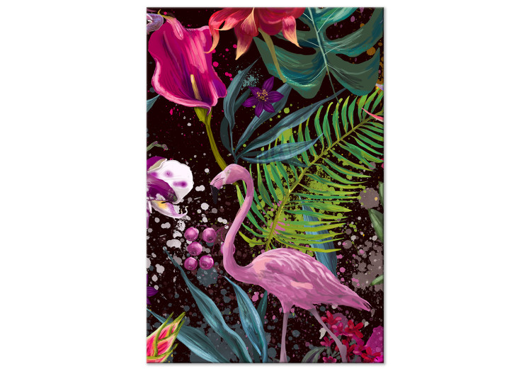 Canvas Art Print Land of Flamingos (1-part) vertical - bird on an abstract background 128768
