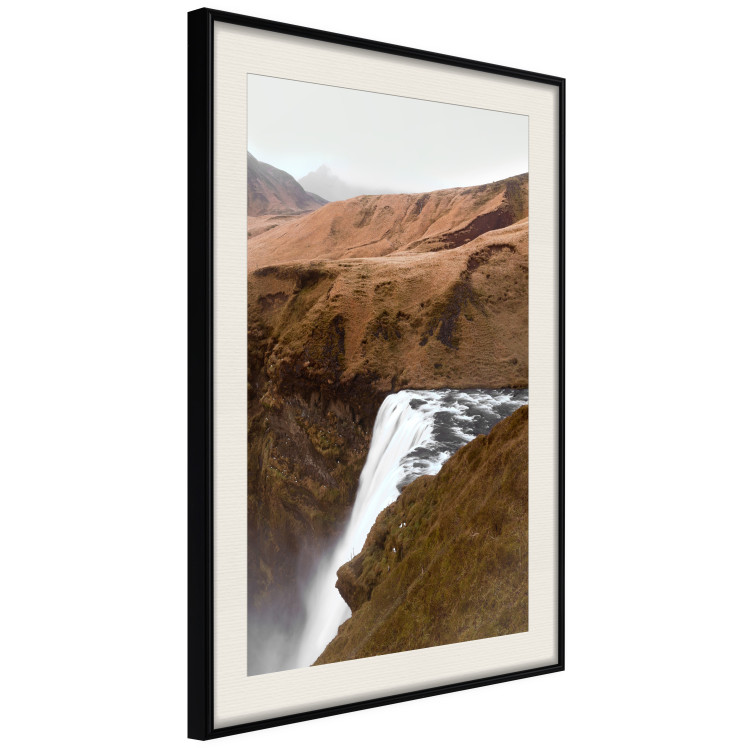 Poster Rusty Hills - landscape of a river forming a waterfall against brown mountains 130268 additionalImage 2