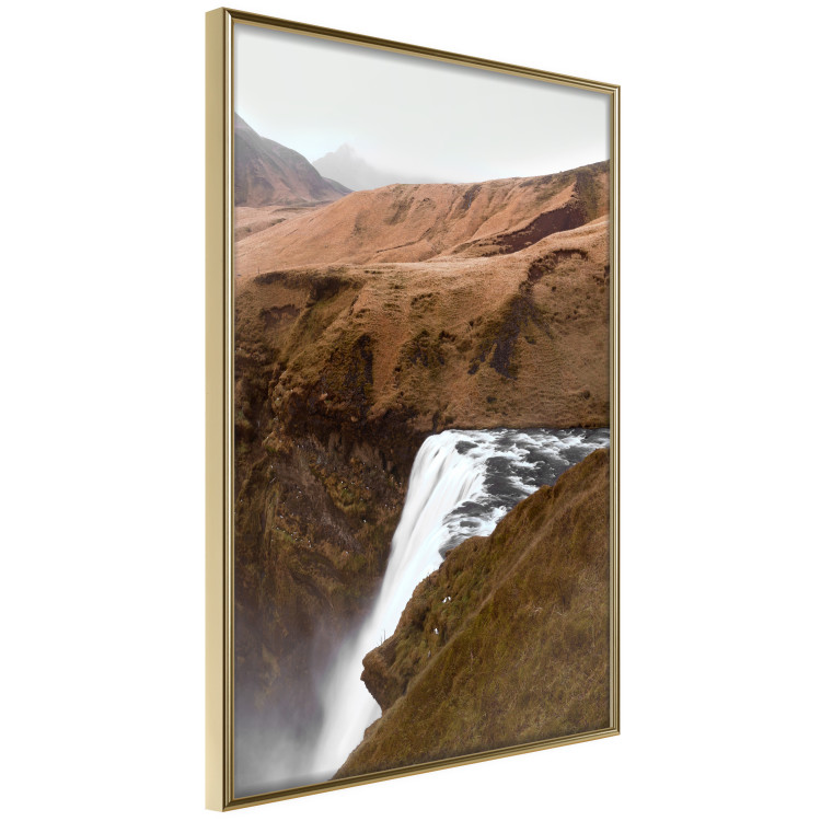 Poster Rusty Hills - landscape of a river forming a waterfall against brown mountains 130268 additionalImage 14