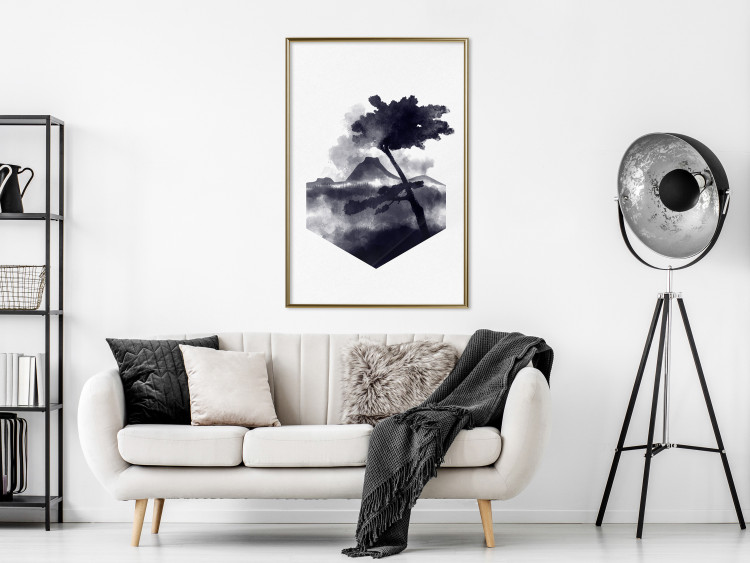 Poster High Mountain - black and white landscape of a tree in apparent wind 131768 additionalImage 5