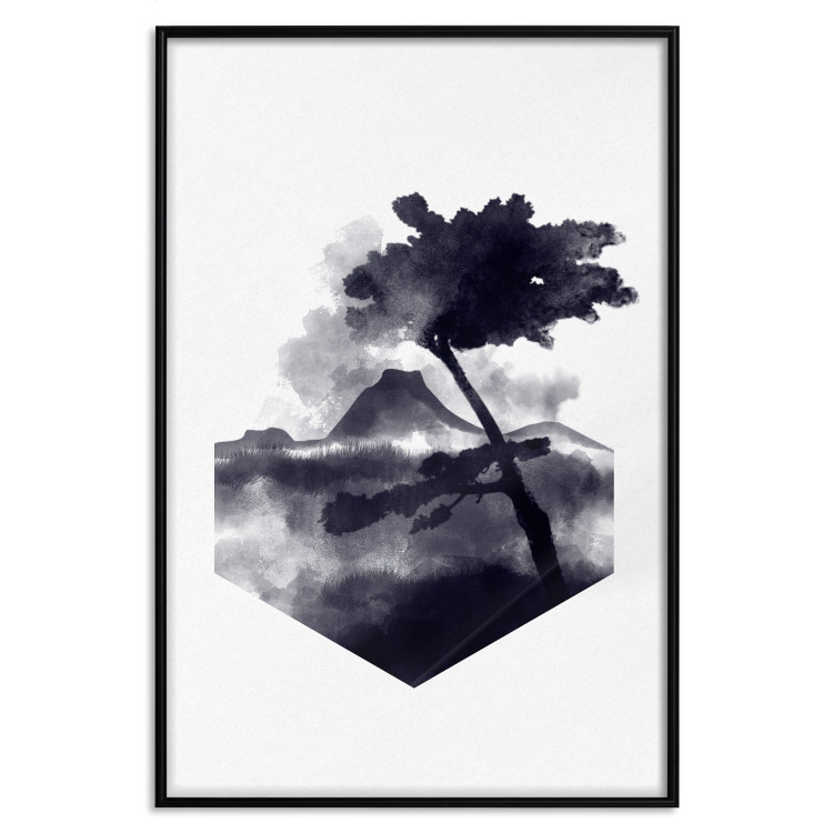 Poster High Mountain - black and white landscape of a tree in apparent wind 131768 additionalImage 19