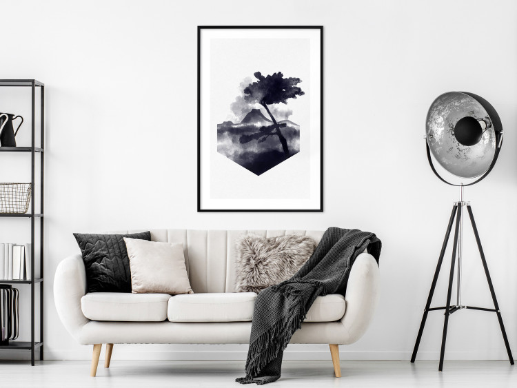 Poster High Mountain - black and white landscape of a tree in apparent wind 131768 additionalImage 15