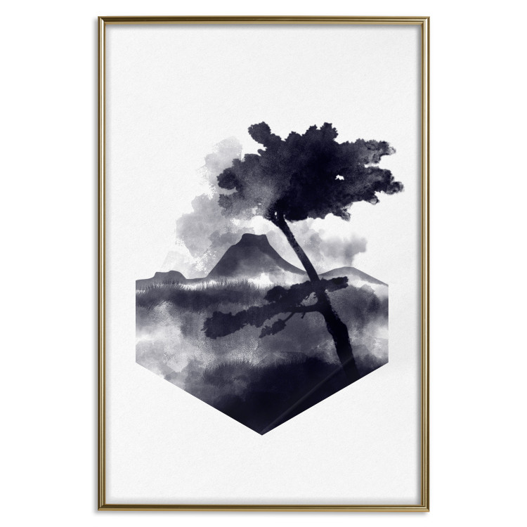 Poster High Mountain - black and white landscape of a tree in apparent wind 131768 additionalImage 18