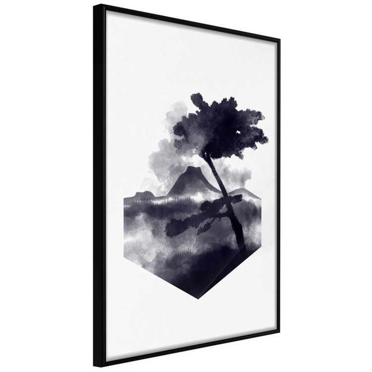 Poster High Mountain - black and white landscape of a tree in apparent wind 131768 additionalImage 11