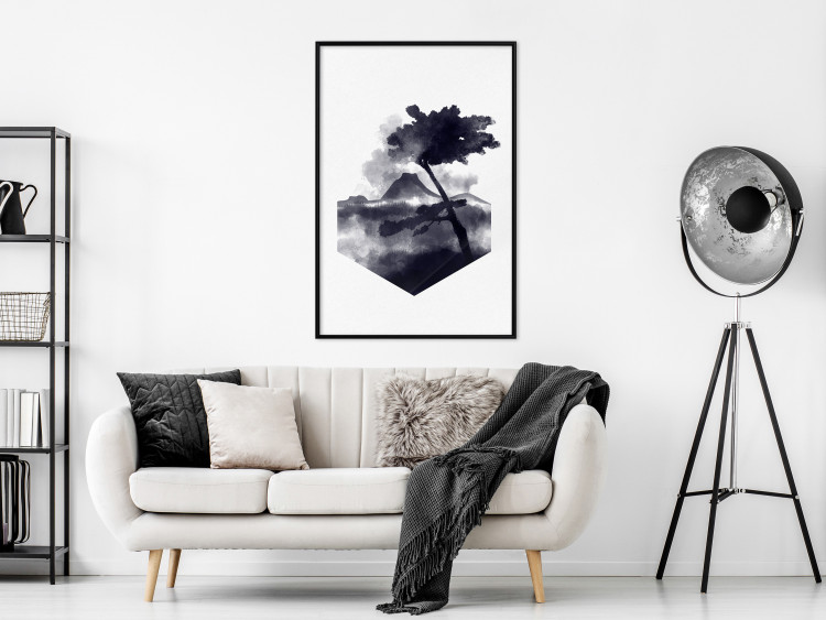 Poster High Mountain - black and white landscape of a tree in apparent wind 131768 additionalImage 4