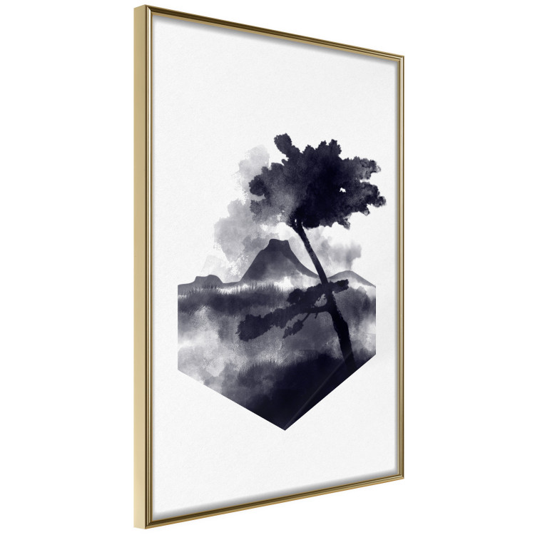 Poster High Mountain - black and white landscape of a tree in apparent wind 131768 additionalImage 12