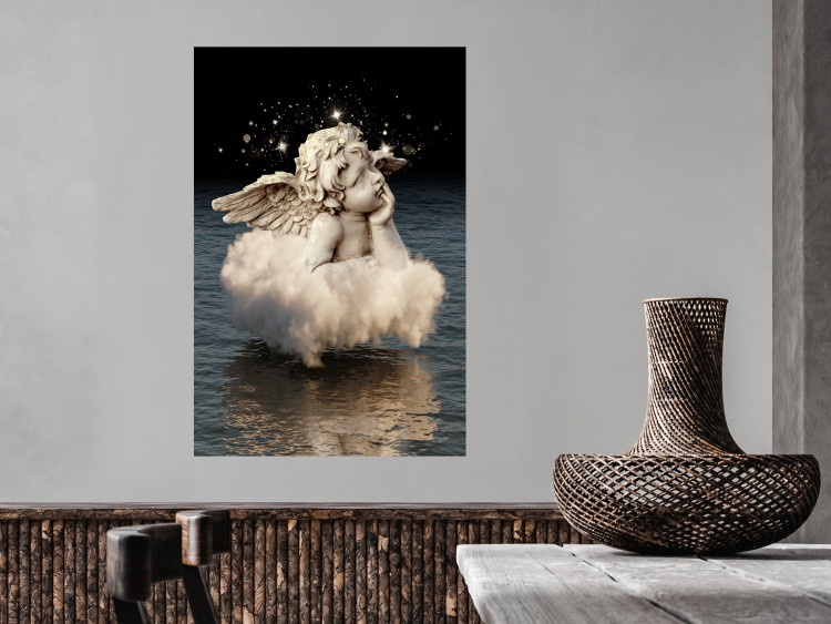 Poster Angelic Dream - whimsical angel in a cloud floating on water 132268 additionalImage 2