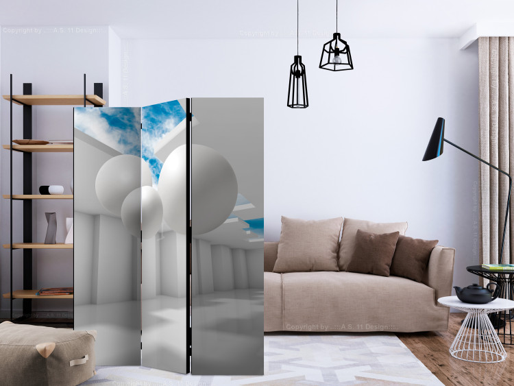 Folding Screen Architecture of the Future (3-piece) - white geometric composition 132668 additionalImage 4