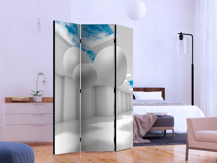 Folding Screen Architecture of the Future (3-piece) - white geometric composition 132668 additionalImage 2