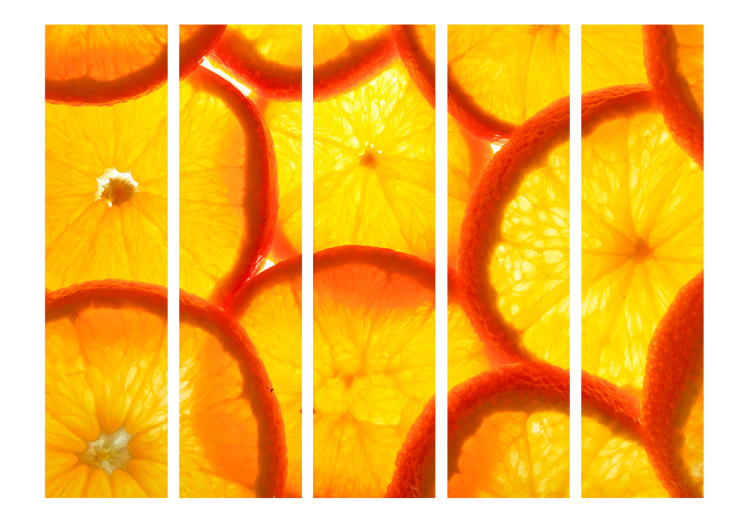 Folding Screen Orange Slices II (5-piece) - pattern in orange fruits 132768 additionalImage 3