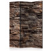 Folding Screen Stylish Brown (3-piece) - pattern in wall with texture of brown stone 132868