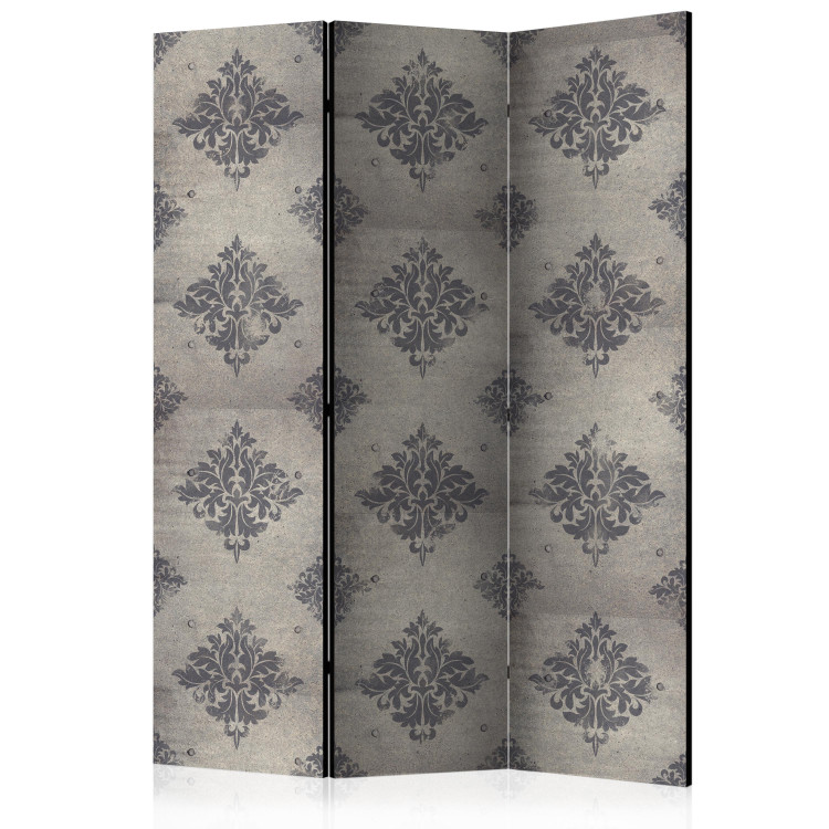 Folding Screen Autumn Reverie (3-piece) - gray composition in plant ornaments 133168