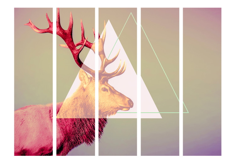 Room Separator Deer (Graphic Motif) II (5-piece) - geometric composition 133368 additionalImage 3
