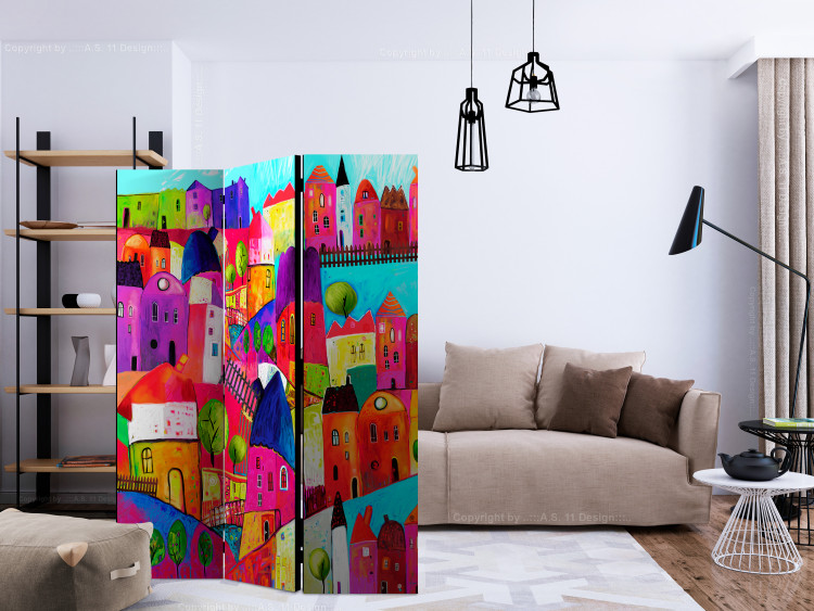 Room Divider Screen Rainbow Town - abstract and colorful town architecture 133868 additionalImage 4