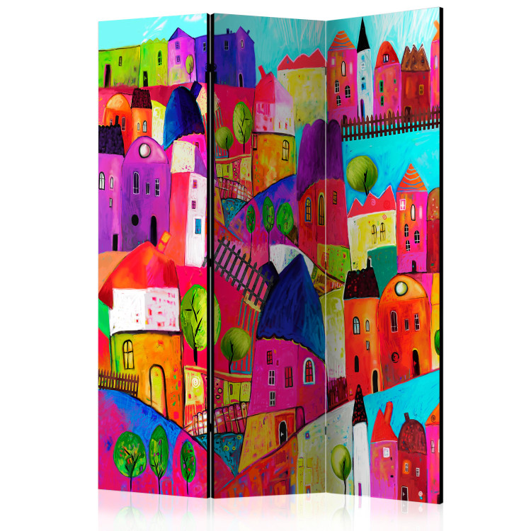 Room Divider Screen Rainbow Town - abstract and colorful town architecture 133868