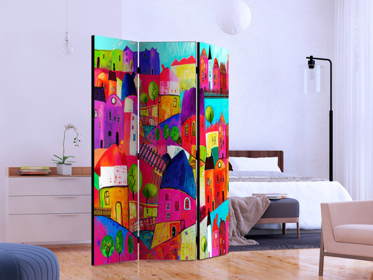 Room Divider Screen Rainbow Town - abstract and colorful town architecture 133868 additionalImage 2