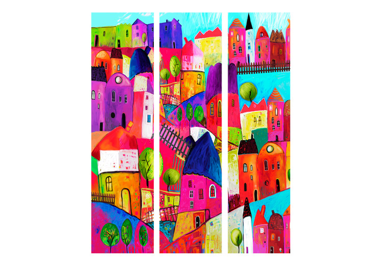 Room Divider Screen Rainbow Town - abstract and colorful town architecture 133868 additionalImage 3