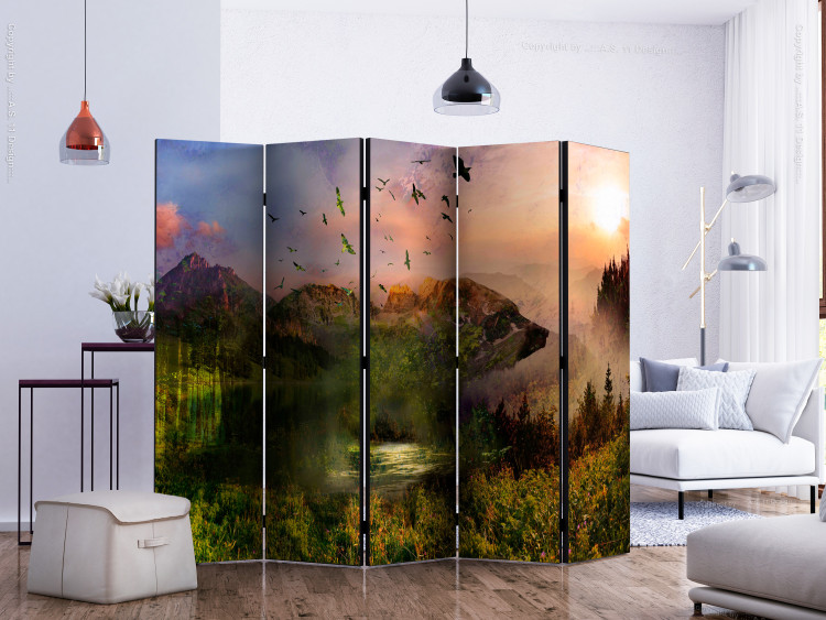 Room Divider Bear in the Mountains II - fantastic landscape of plants and animals against mountains 134068 additionalImage 2
