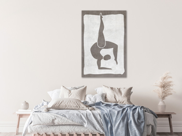 Canvas Print Gymnastic pose - scandi boho style graphic in grey colours 134168 additionalImage 3