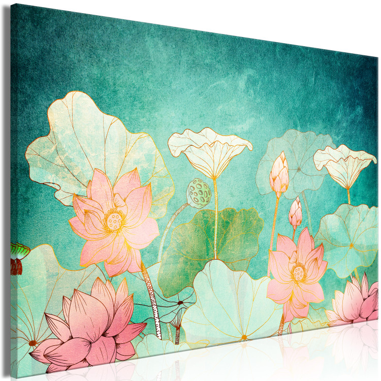 Canvas Art Print Fairy-tale Flowers (1-piece) Wide - colorful cartoonish plants 134268 additionalImage 2