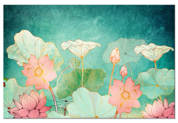Canvas Art Print Fairy-tale Flowers (1-piece) Wide - colorful cartoonish plants 134268