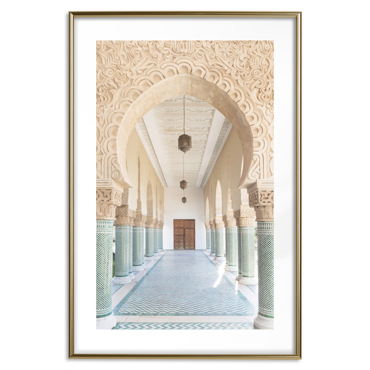 Poster Turquoise Colonnade - hallway architecture with ornaments and columns 134768 additionalImage 14