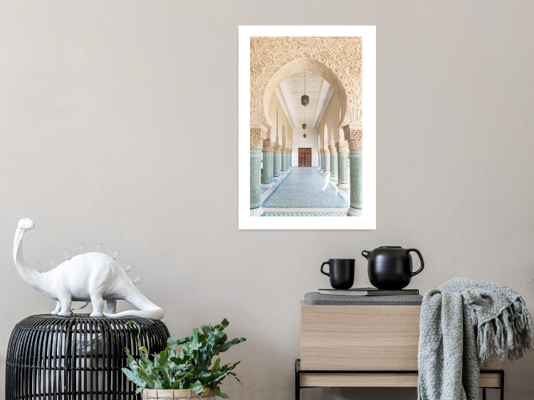 Poster Turquoise Colonnade - hallway architecture with ornaments and columns 134768 additionalImage 7