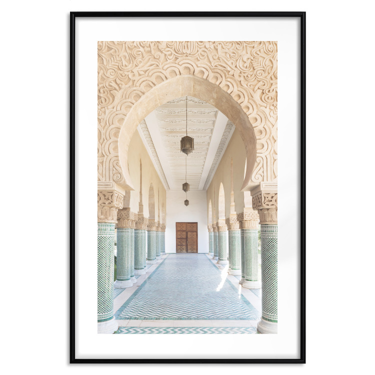 Poster Turquoise Colonnade - hallway architecture with ornaments and columns 134768 additionalImage 15