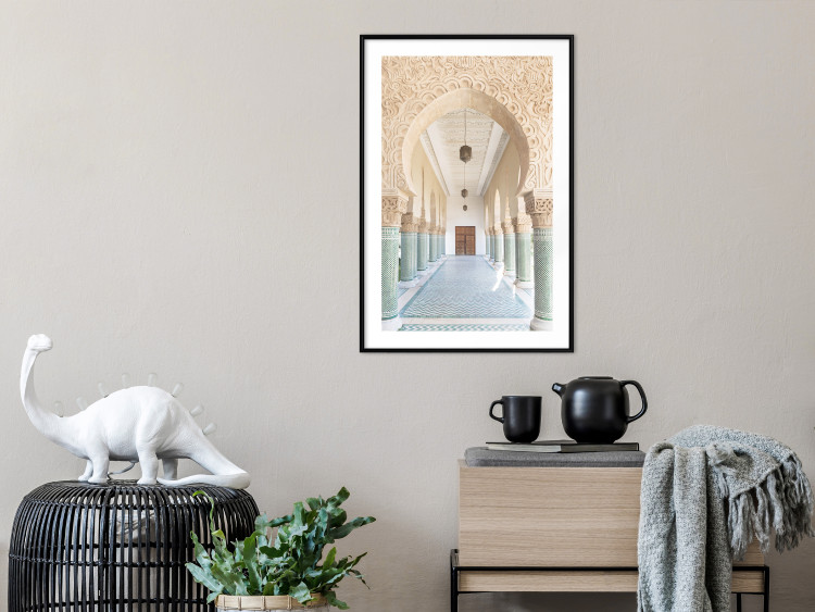 Poster Turquoise Colonnade - hallway architecture with ornaments and columns 134768 additionalImage 23