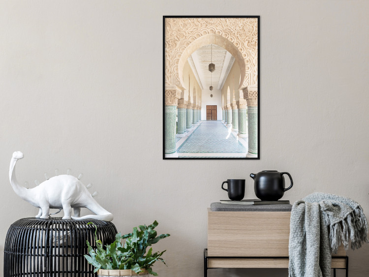 Poster Turquoise Colonnade - hallway architecture with ornaments and columns 134768 additionalImage 5