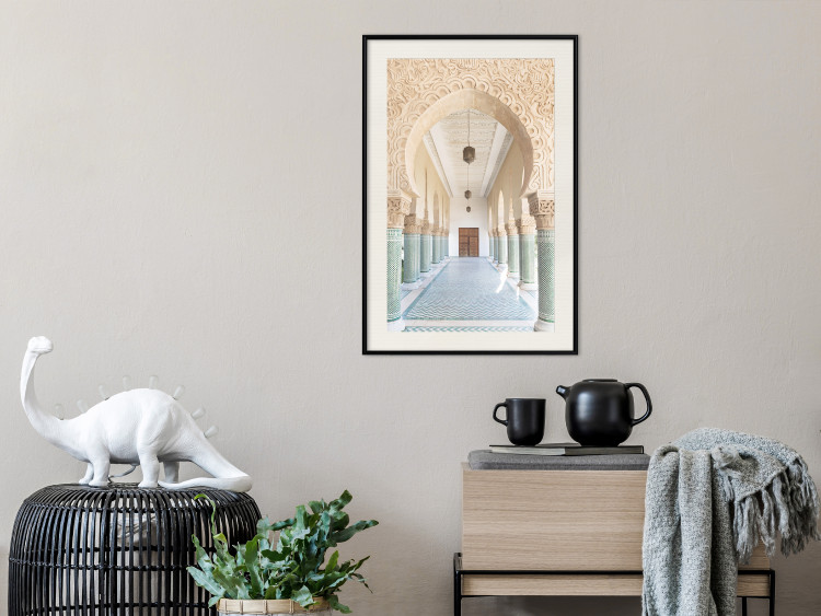 Poster Turquoise Colonnade - hallway architecture with ornaments and columns 134768 additionalImage 24