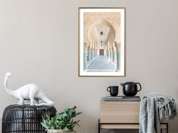 Poster Turquoise Colonnade - hallway architecture with ornaments and columns 134768 additionalImage 15