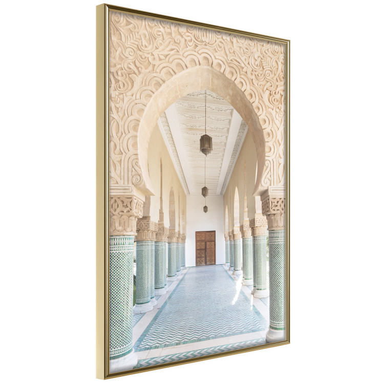 Poster Turquoise Colonnade - hallway architecture with ornaments and columns 134768 additionalImage 12