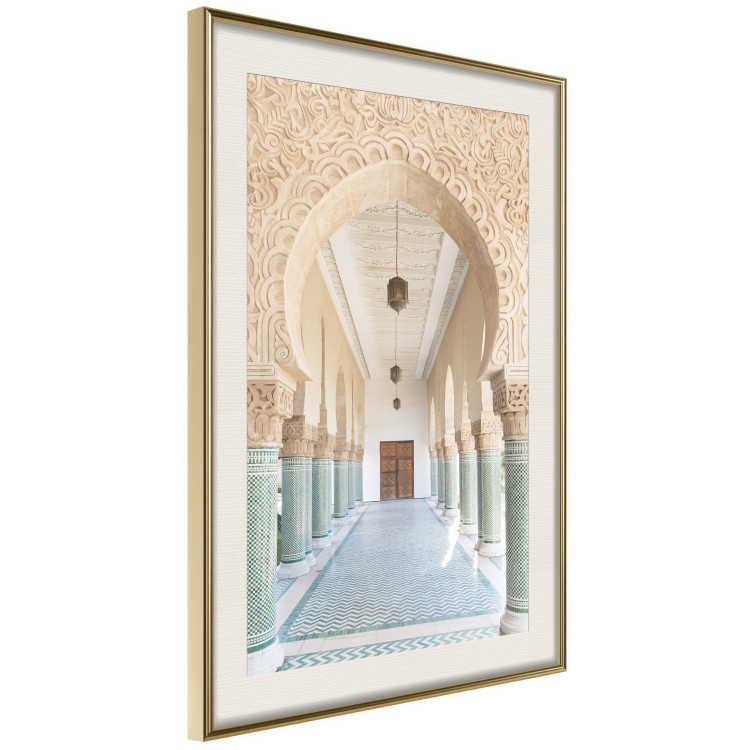 Poster Turquoise Colonnade - hallway architecture with ornaments and columns 134768 additionalImage 6