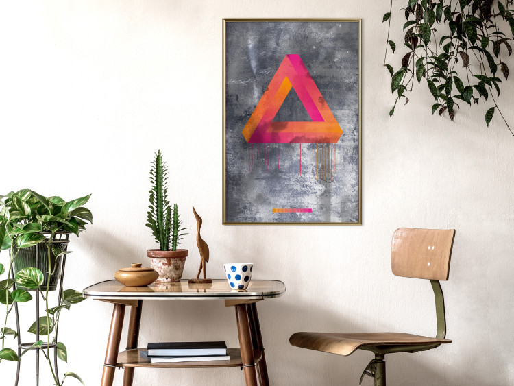 Wall Poster Strange Geometry - colorful impossible figure on a gray concrete background 134868 additionalImage 5