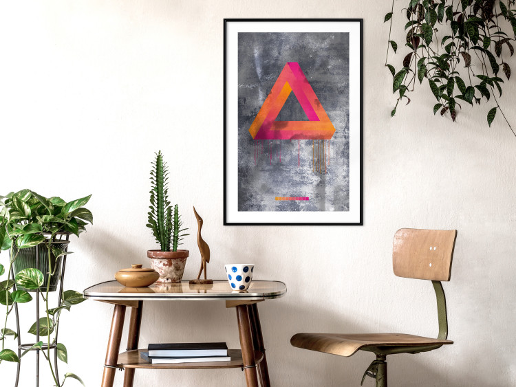 Wall Poster Strange Geometry - colorful impossible figure on a gray concrete background 134868 additionalImage 23