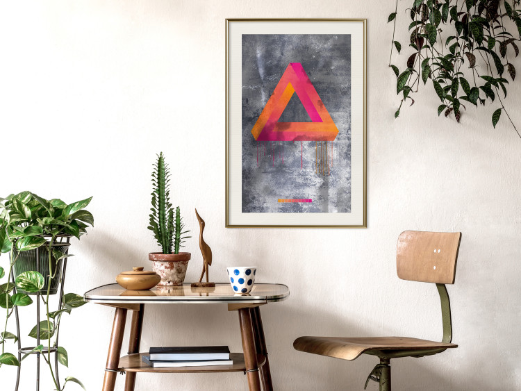Wall Poster Strange Geometry - colorful impossible figure on a gray concrete background 134868 additionalImage 22
