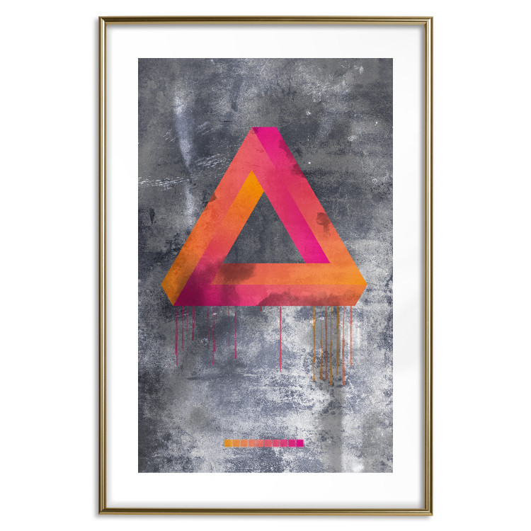 Wall Poster Strange Geometry - colorful impossible figure on a gray concrete background 134868 additionalImage 16