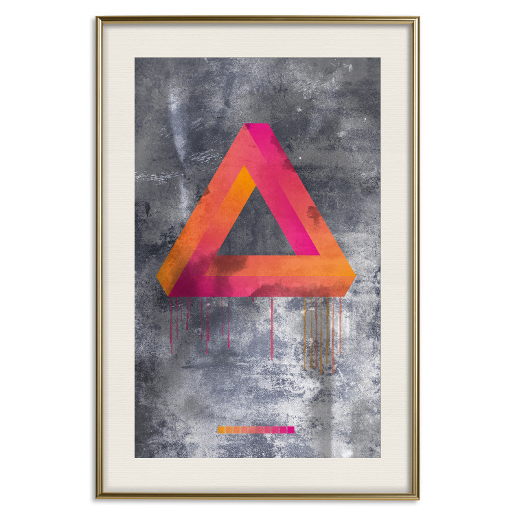 Wall Poster Strange Geometry - colorful impossible figure on a gray concrete background 134868 additionalImage 20